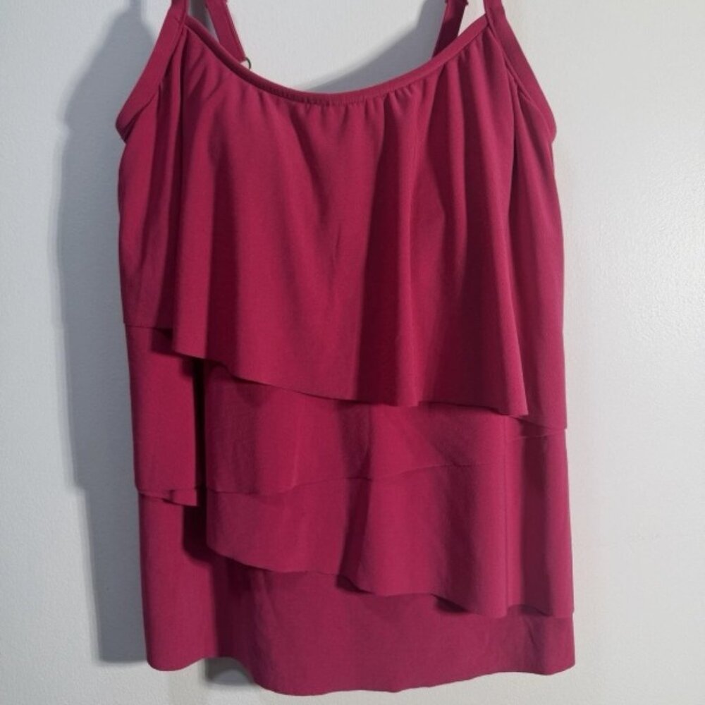 Aqua Green Bikini Top Halter Berry Magenta Ribbed Peplum Size S 4/6
